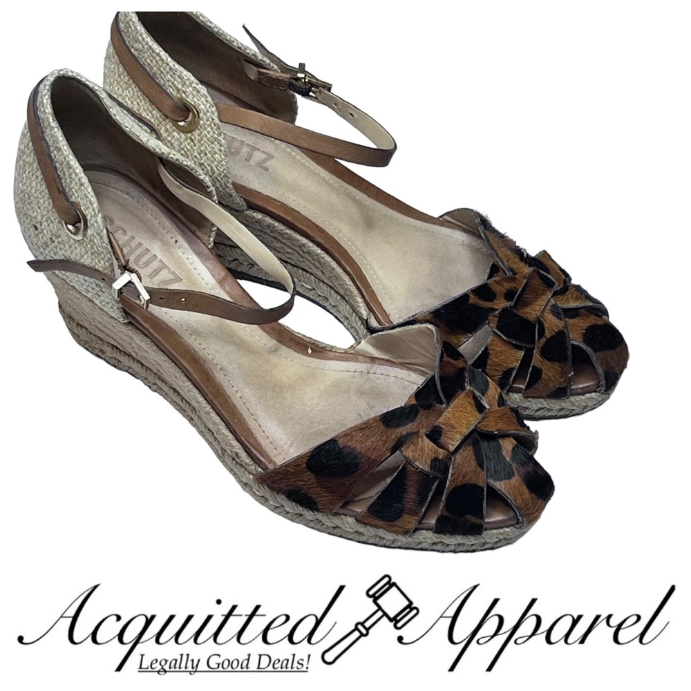 Schutz Burlap Rope Wedge Heel Ankle Strap Sandals